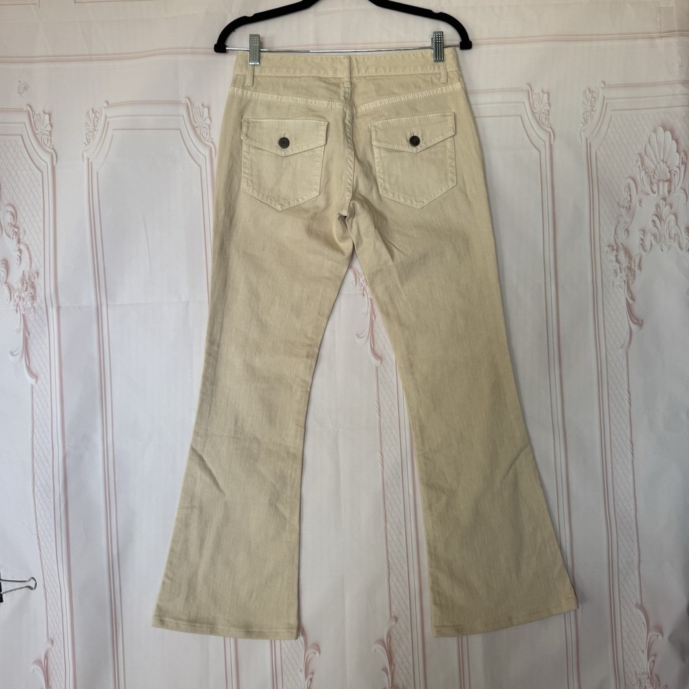 Vintage Gianni Bini Low Rise Flare Pants Flap Pockets Beige Sz 2 28x29